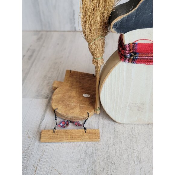 Vintage snowman broom sign figure unique rustic home decor set - Picture 7 of 7